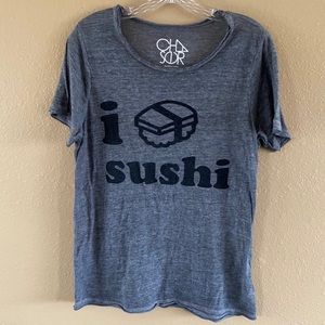 CHASER Graphic Tee Sushi Grey Black Heather M